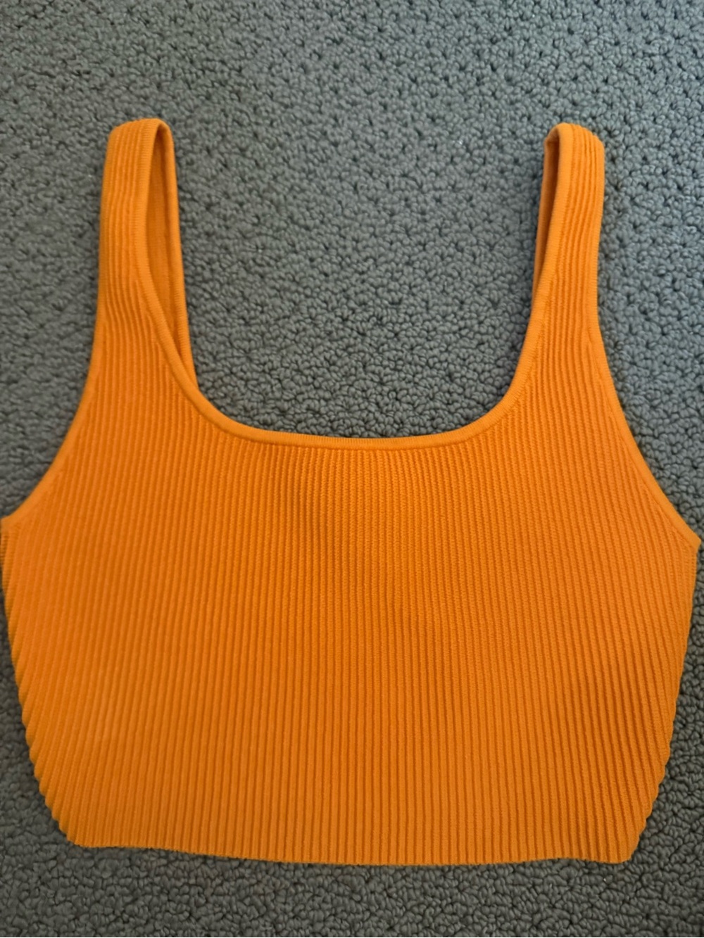 Babaton Ribbed Square-Neck Crop Top - Orange